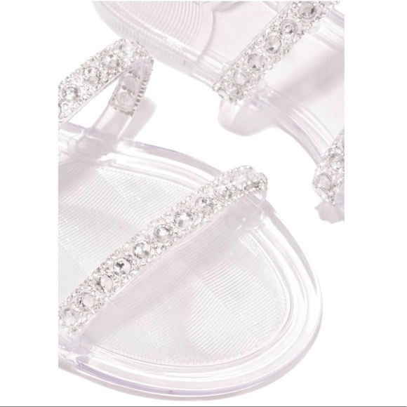 Clear Jelly Slip On Sandals With Rhinestone Detail - Picture 3 of 8